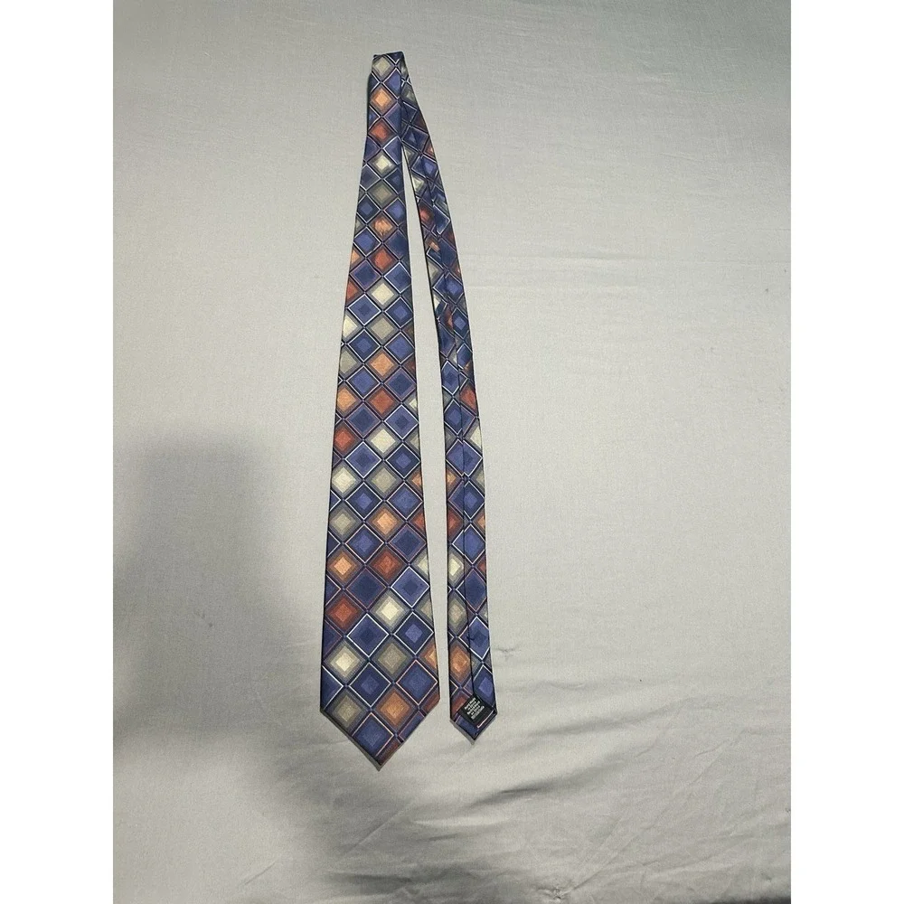 Crazy‎ Horse Liz Claiborne Geometric Orange/Blue/Gray Metallic Neck Tie